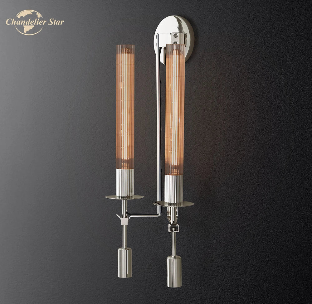 Glass Double Sconce LED Wall Light Retro Fixture Lighting