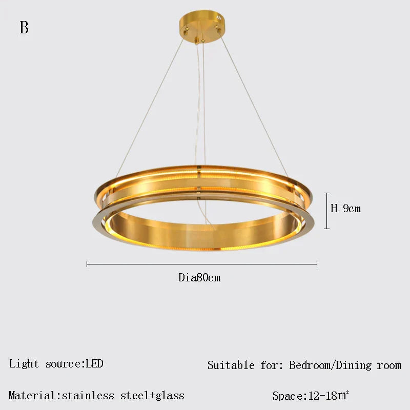 Gold Ring Chandelier: Modern Italian Design for Stylish Living Spaces