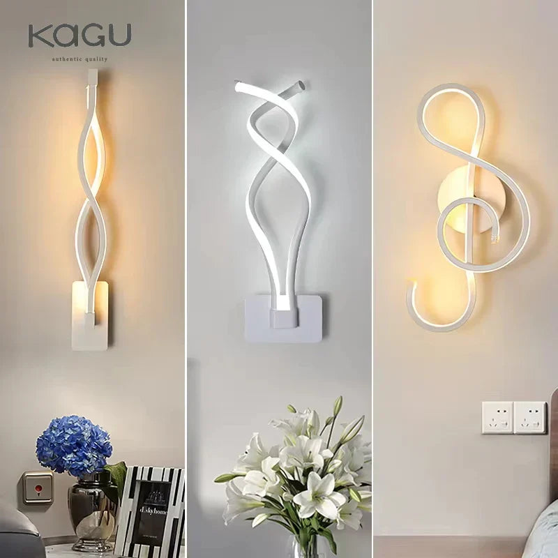 LED Wall Lamps Modern Minimalist Bedroom Living Room Lighting Black White