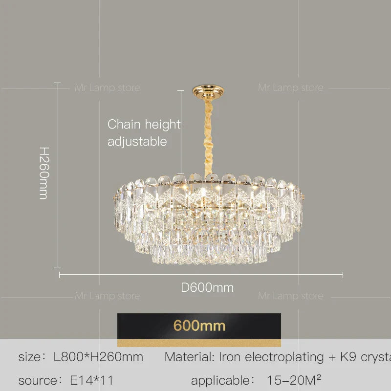 Crystal Chandelier LED Light: Modern Luxury Restaurant Hall Lighting