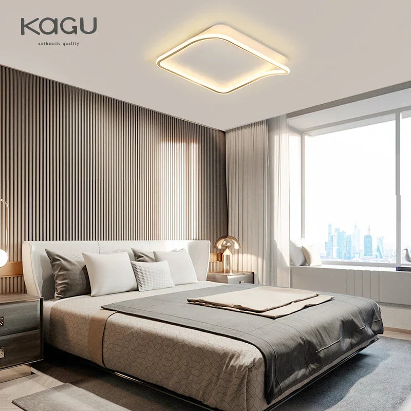 Golden LED Ceiling Chandelier: Modern Simplicity for Living, Dining, and Bedrooms