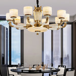 Zinc Alloy European Chandelier with Natural Jade Accent for Villa Living Room