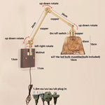 Wood LED Wall Light with Pull Chain Switch & Rotatable Amber Glass