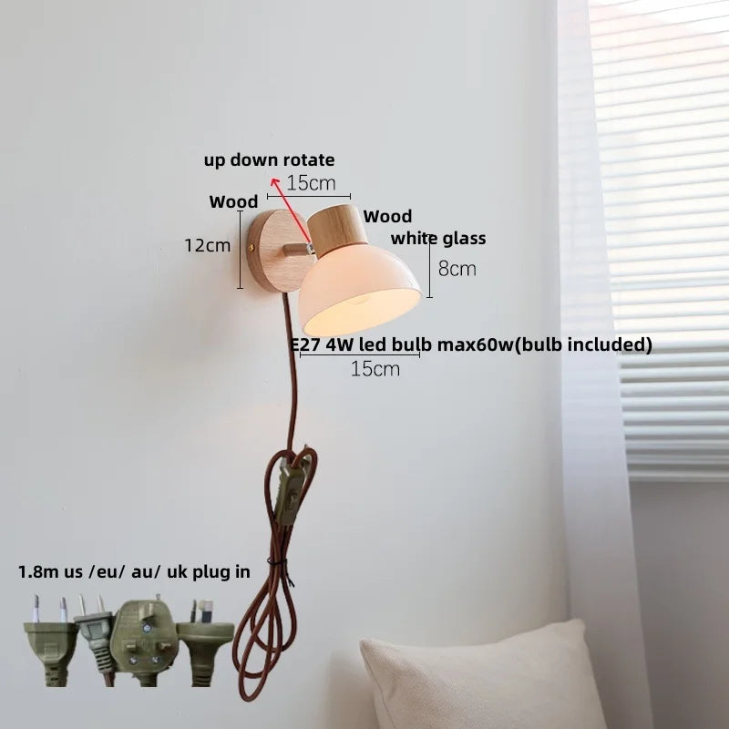 White Glass LED Wall Sconce Modern Nordic Home Decor Light