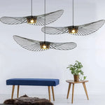 Vertigo Straw Hat Pendant Lamp French Fabric Elegant Designer Lighting