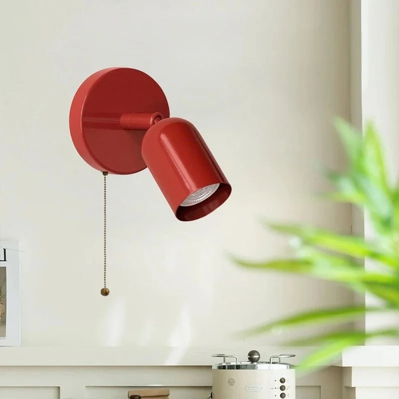 LED Wall Sconce Pull Chain Switch Cream Style Stair Light Fixture