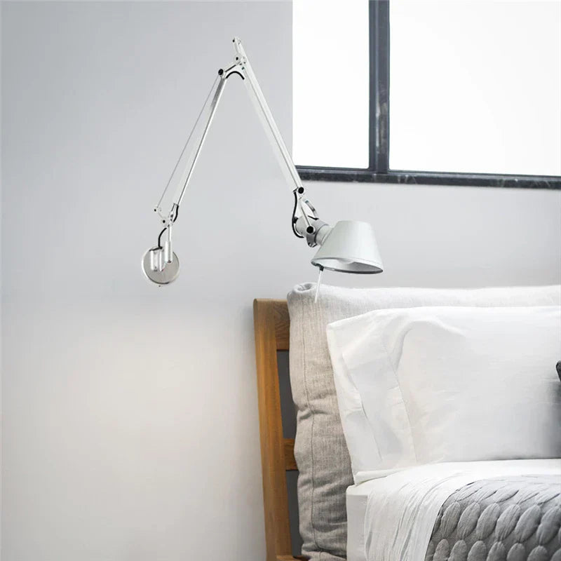 Black Silver Rotatable Wall Light with Switch for Study Office Living Room