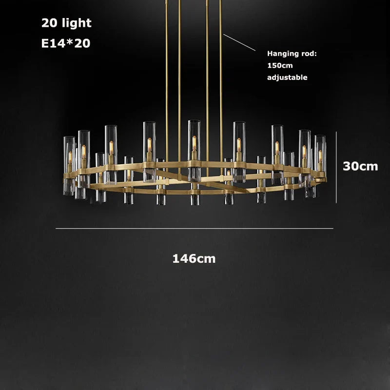 2-Layer Chandelier Lighting - Vintage Gold Silver Black Hanging Lamps