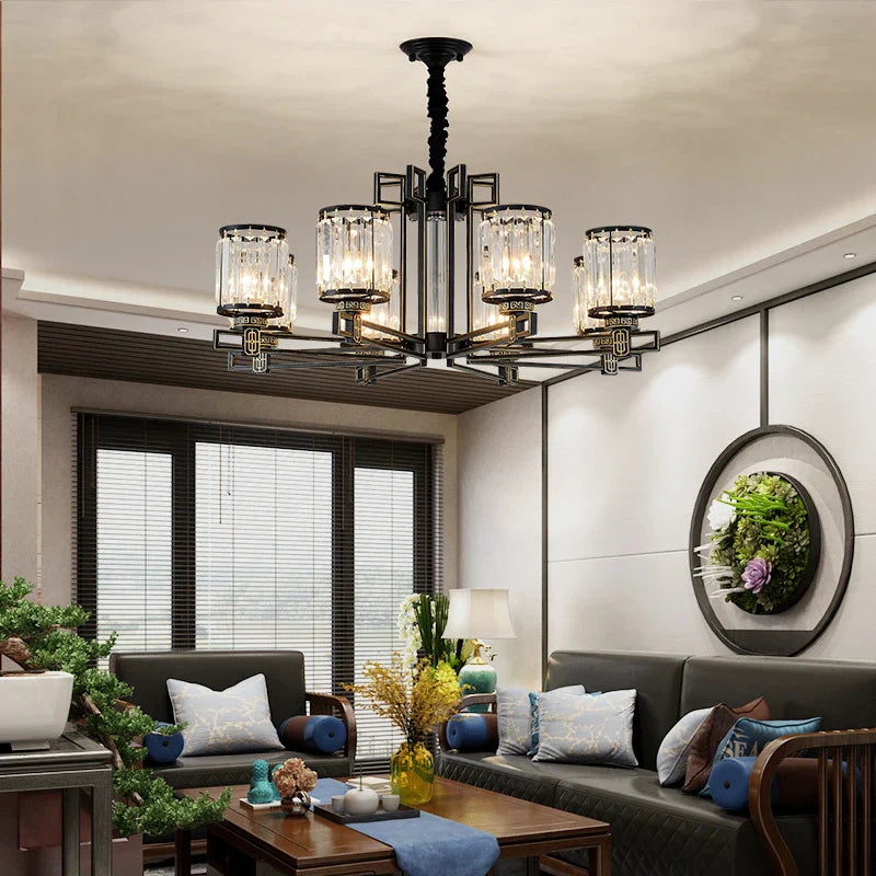 Crystal Chandelier: Elegant Chinese Style Lighting for Living Room, Bedroom, and Study