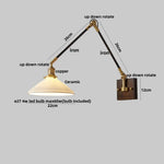 Rotatable Wood Ceramic LED Wall Sconce for Bedroom Study and Bar