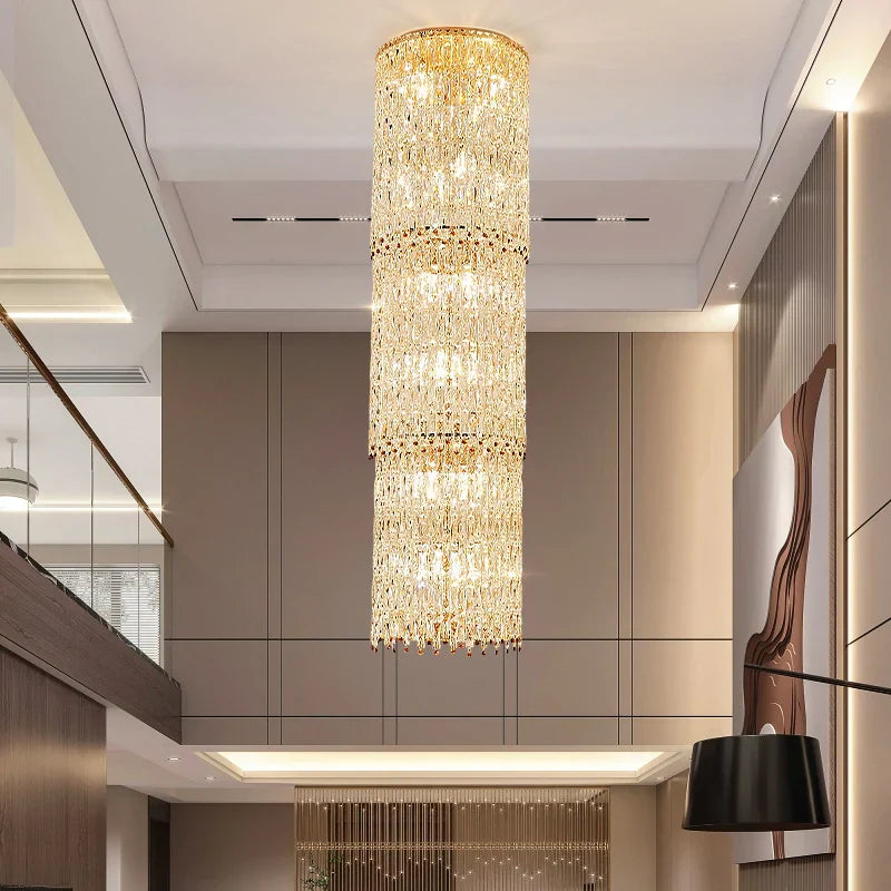 Sky High Crystal Chandelier Pendant Light Living Room Villa Main Light