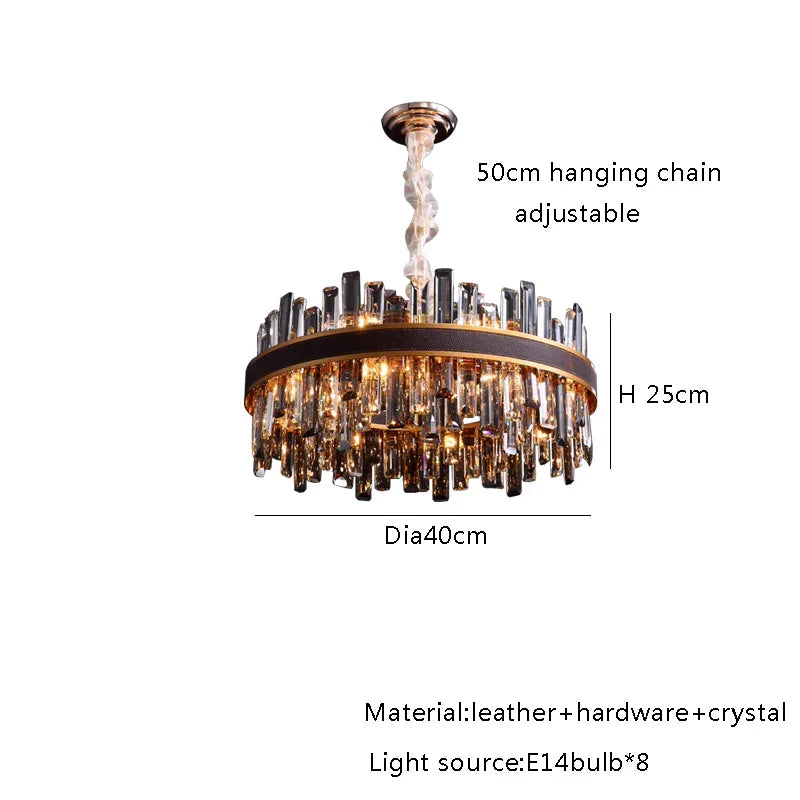 Classic Gray Crystal Chandeliers with LED Lighting for Dining Table