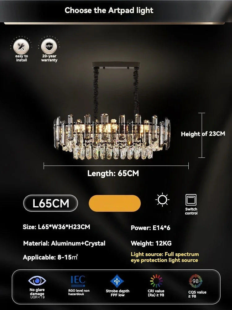 Gold Crystal Ceiling Chandelier: Luxury Modern LED Pendant for Home Décor