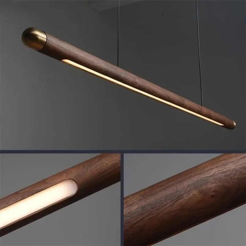 Wood Pendant Light: Modern Kitchen Dining Lamp, Office Chandelier, Island Ceiling Fixture