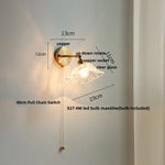 White Glass Copper LED Wall Sconce with Pull Chain Switch