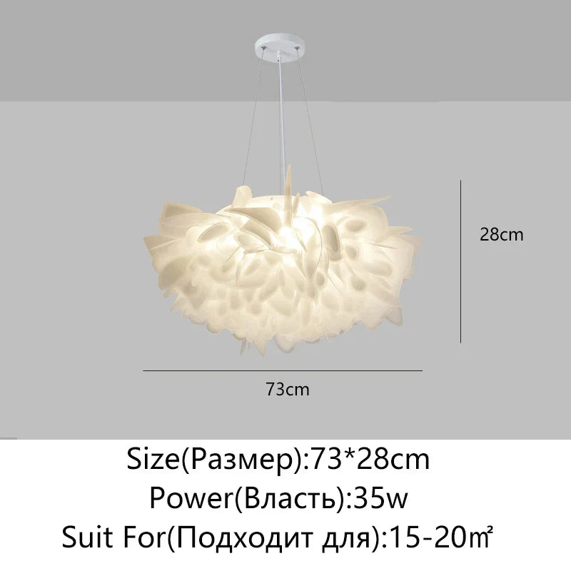 Feather Petal Pendant Lamp for Modern Nordic Bedroom, Living Room, Kitchen, and Children's Room