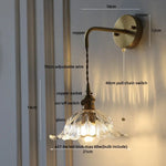 Amber Glass LED Wall Sconce, Brass Finish, Adjustable Wire, Modern Nordic Style
