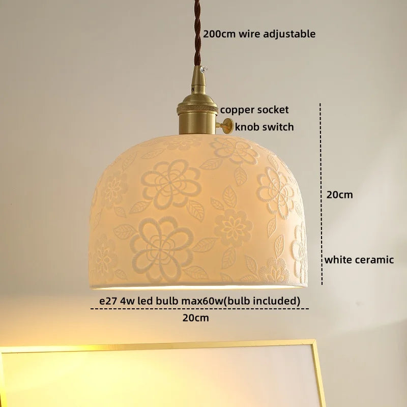 Ceramic Copper LED Pendant Lamps Modern Hanging Light Fixtures