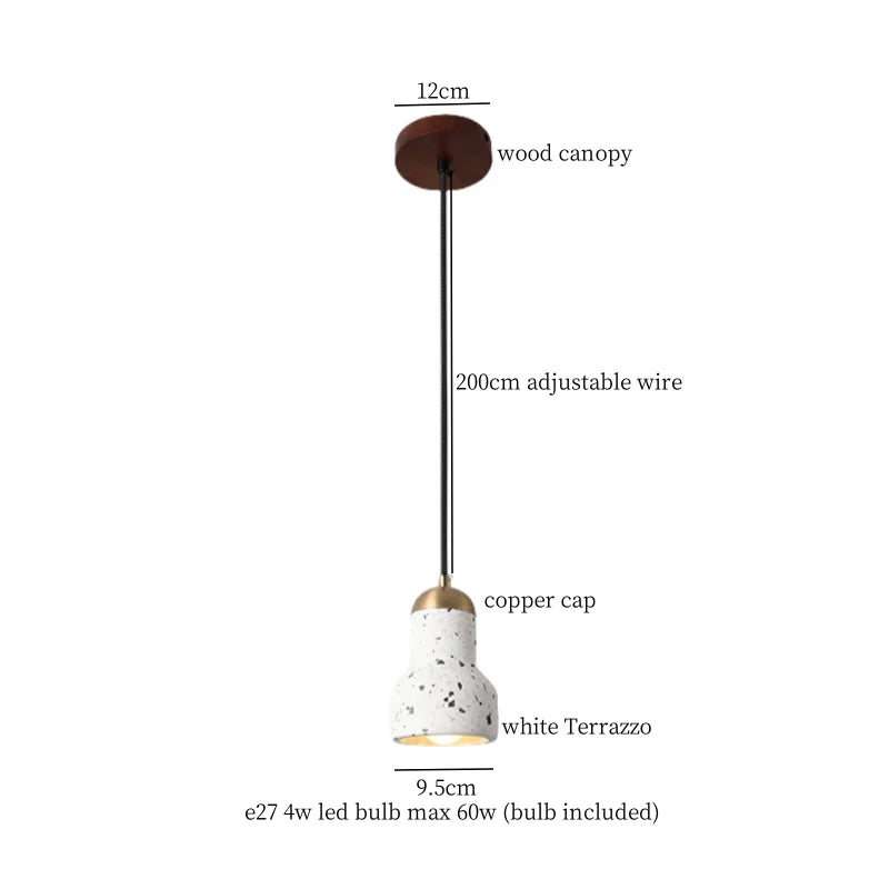 Wabi Sabi LED Pendant Lights Fixture Terrazzo Hanging Lamp Lighting