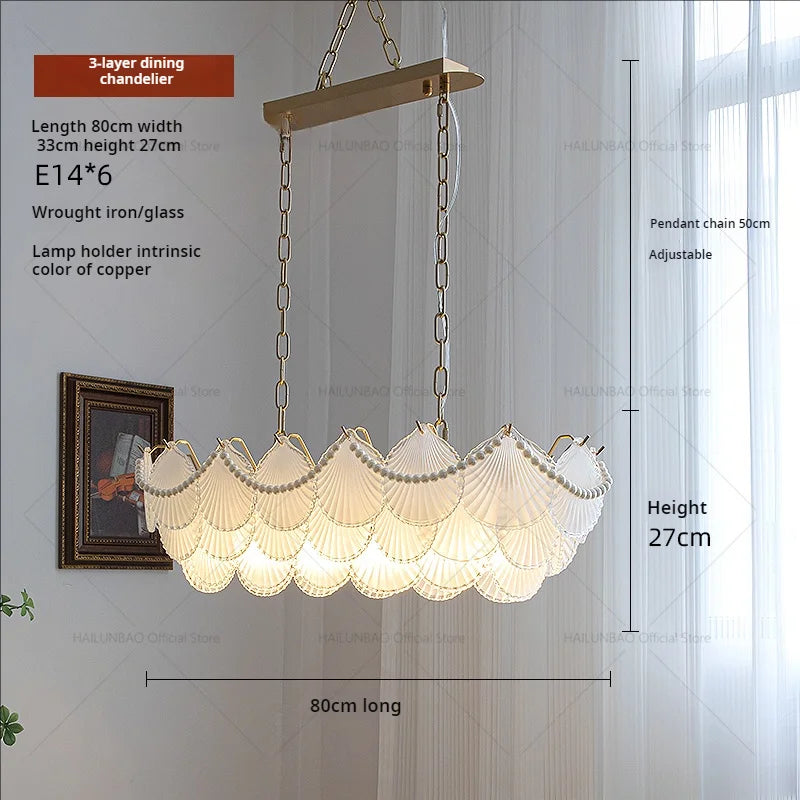 Shell Pearl Glass Crystal Chandelier for Modern Luxury Living Room