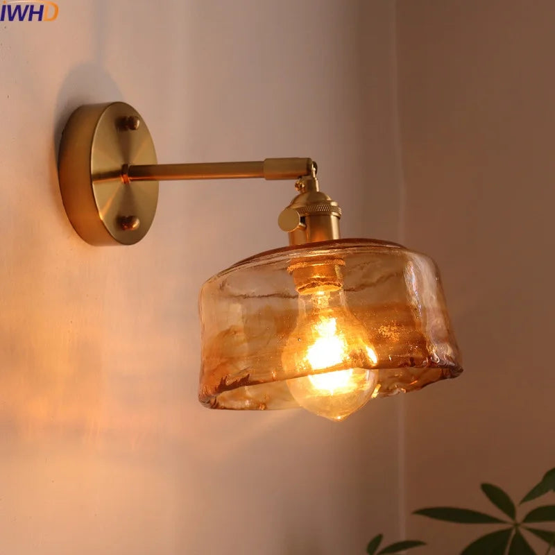 Modern Copper Glass LED Wall Light for Home Decor & Restaurant