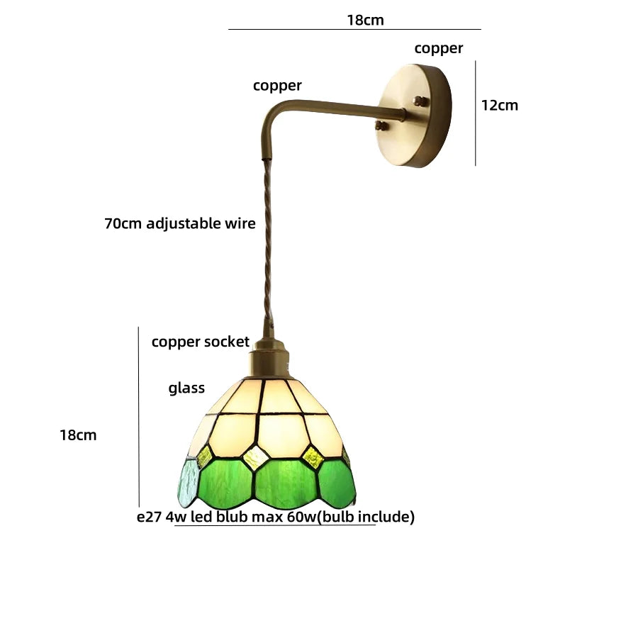 Tiffany Glass Wall Sconce LED Light for Modern Decor