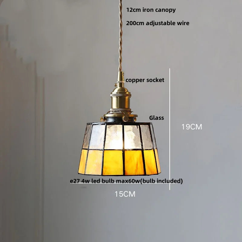 Afralia™ Conch Glass LED Pendant Light Fixture Tiffany Children Dining Room Hang Lamp