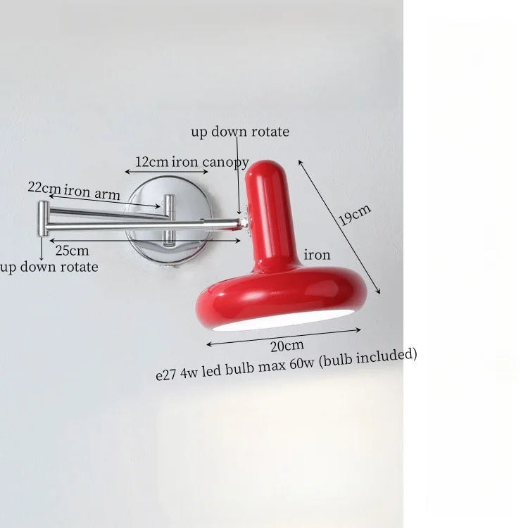 Swing Arm LED Wall Lamp Cream for Living Room Bedside Mirror Light