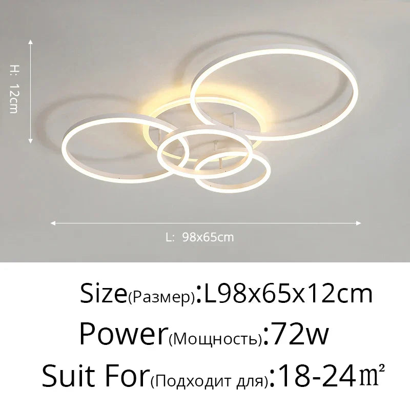 White Gold LED Chandelier for Living Room Study Parlor, Modern Indoor Lighting