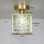 Crystal Glass LED Ceiling Light Copper Canopy Nordic Modern Design