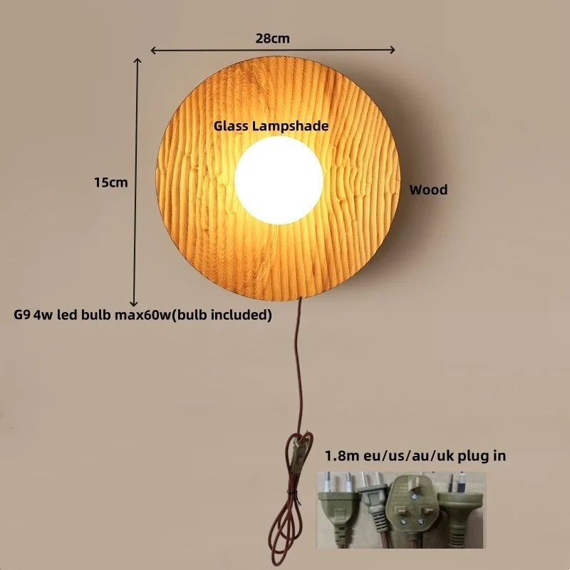 Wood LED Wall Lamp Sconce Modern Home Decor for Dining Room & Bathroom