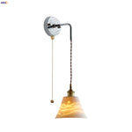 Ceramic LED Wall Sconce Pull Chain Switch Bedside Lamp White Nordic Modern Fixtures
