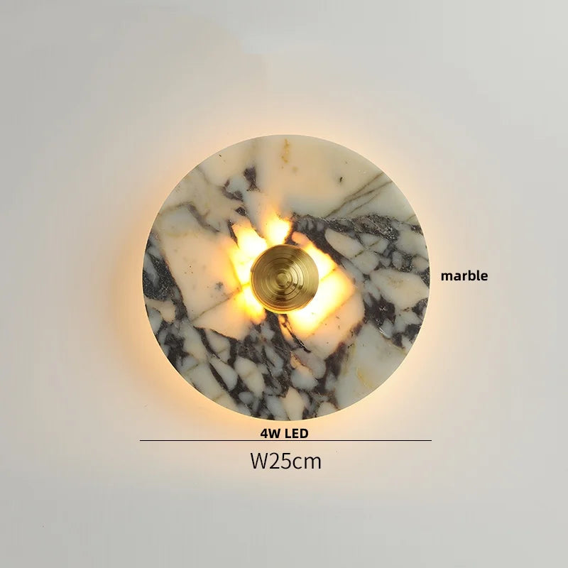 Yellow Travertine LED Wall Lamp, Modern Glass Ball Bathroom Mirror Light
