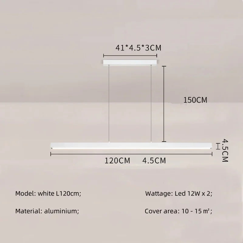 Modern Straight Pendant LED Light - Minimalist Painted Aluminium Chandelier