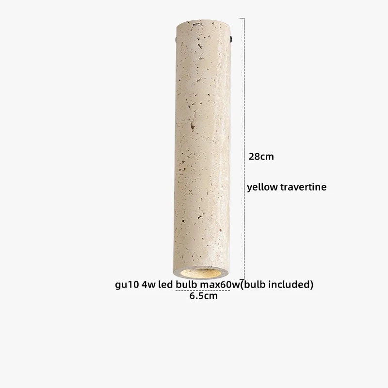 Yellow Travertine LED Ceiling Light with Wood Base Flush Mount Fixture
