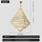 Square Pyramid Crystal Chandelier for Living Room & Hotel Lobby