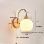 LED Glass Iron Wood Wall Light Fixture Modern Nordic Bedside Lamp