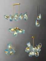 Luxury Glass Decorated Yellow Copper Blue Chandelier