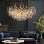 Gold Crystal Chandeliers for Dining Room Branch Hanging Lamp Large Lighting