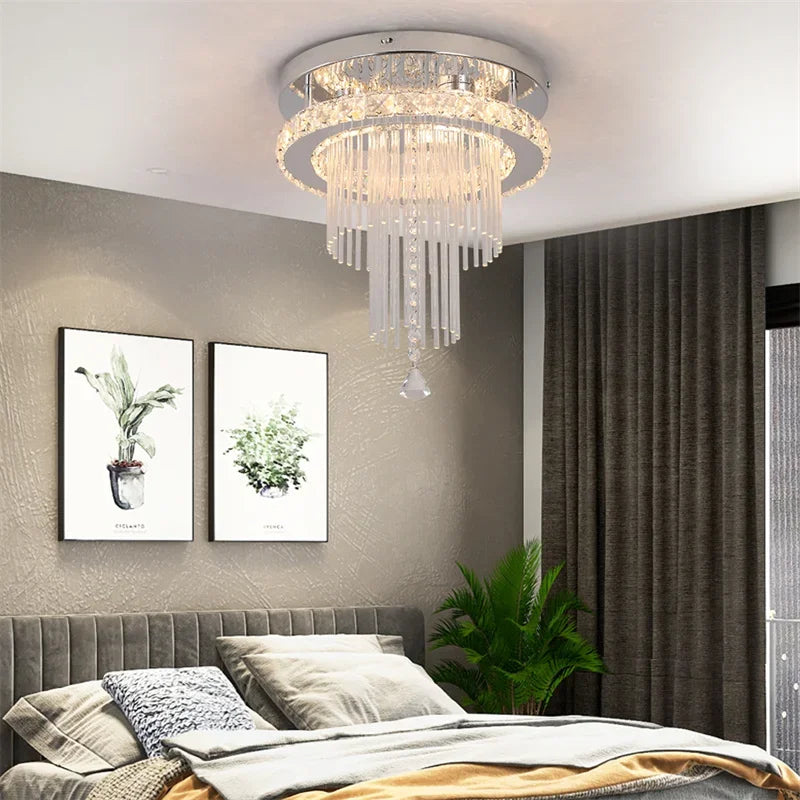 Crystal Raindrop Chandelier LED Ceiling Light for Dining Living Bedroom