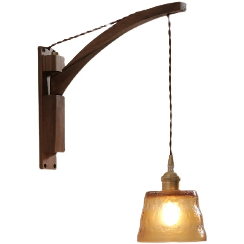 Nordic LED Wall Sconce Walnut Copper Stair Light Fixtures