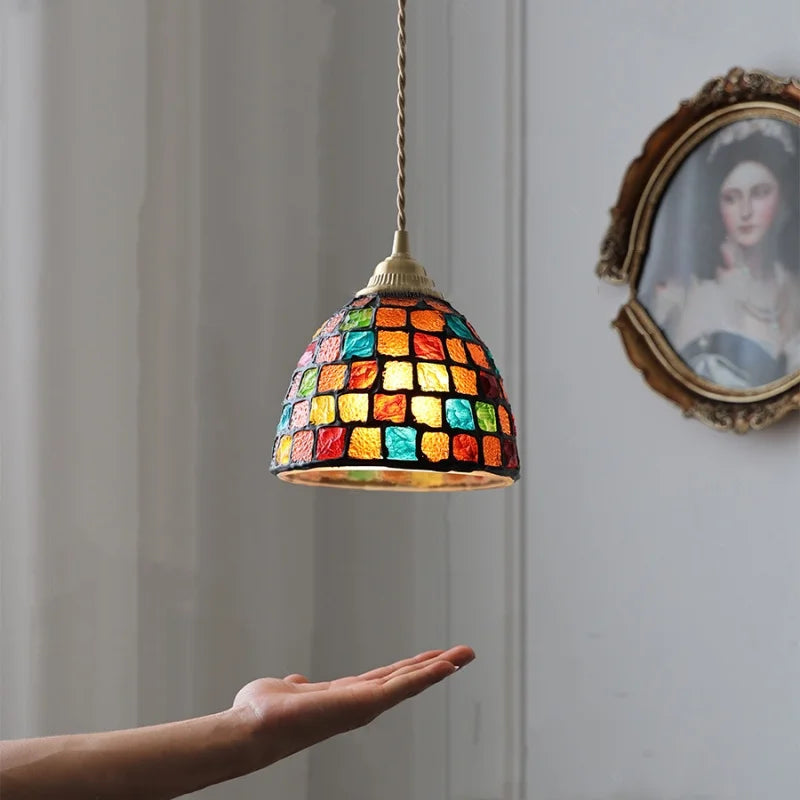 Afralia™ Conch Glass LED Pendant Light Fixture Tiffany Children Dining Room Hang Lamp