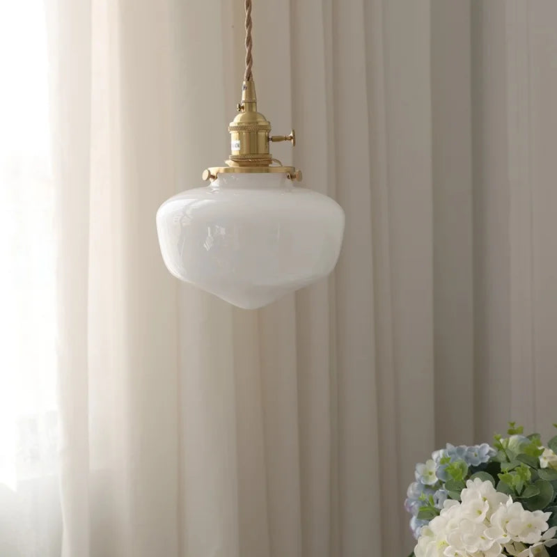 Glass LED Pendant Light Fixture Knob Switch Nordic Modern Hanging Lamp