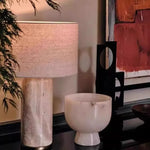 Classic Stone Table Lamp for Bedroom Nightstand and Living Room Decor