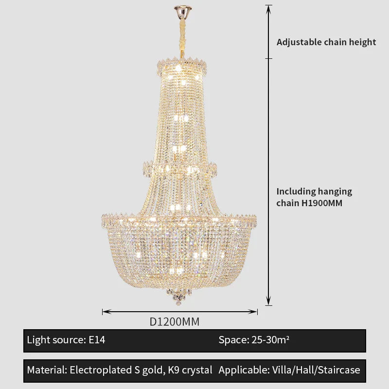 Crystal Luxe Chandelier for Villa Hotel Living Room - European Modern Style