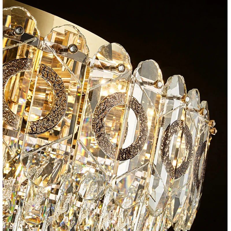 Crystal Ceiling Lamp: Modern Simple Golden Round Light for Living Room, Bedroom, Study