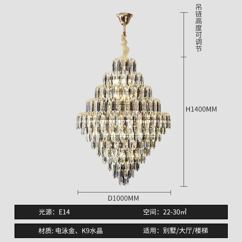 Designer LED Crystal Chandelier for Luxury Villas, Hotels & Restaurants