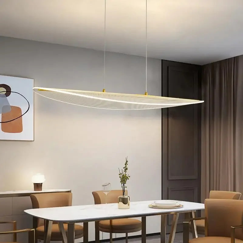 Long Curve LED Chandelier for Living Room Dining Office Decor