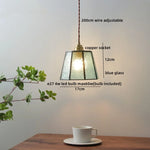 Amber Glass LED Pendant Light - Nordic Modern Copper Suspension Luminaire for Home