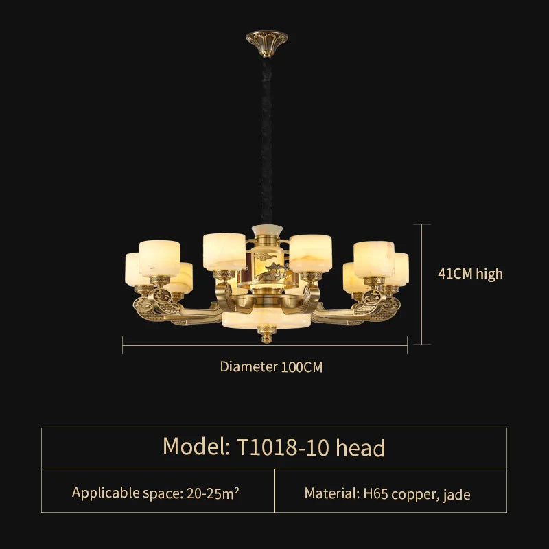 Natural Jade Chandelier - Luxurious Zhongshan Lamps for Dining, Bedroom, and Living Room